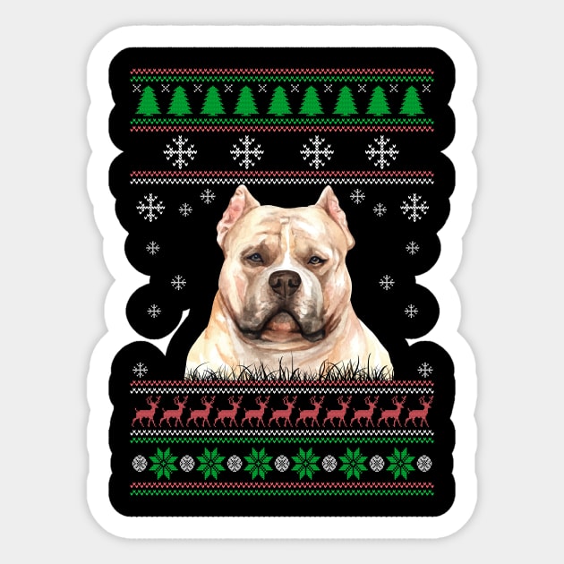 American Bully Ugly Christmas Sweater Funny Dog Lover Owner Gifts Sticker by nzbworld